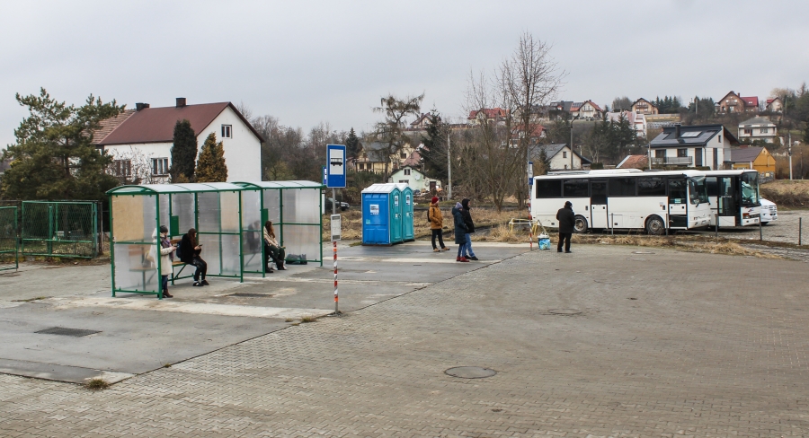 Tymczasowy dworzec autobusowy w Miechowie