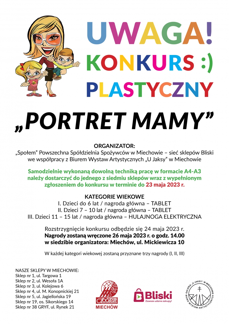 Konkurs plastyczny dla dzieci i młodzieży pt. PORTRET MAMY